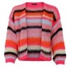 Adelin Multi Striped Cardigan - Bright Pink