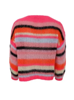 Adelin Multi Striped Cardigan - Bright Pink