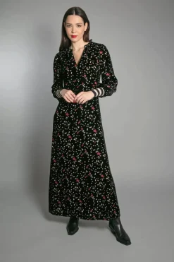 Aleanne Devore Maxi Dress - Black