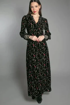 Aleanne Devore Maxi Dress - Black