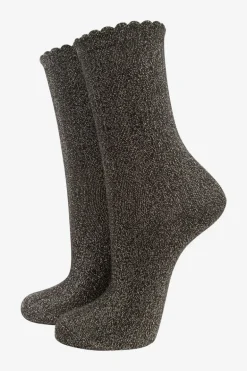 All Over Glitter Socks - Black Gold