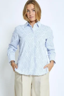 Astra Oversize Shirt - Ice Blue Stripe