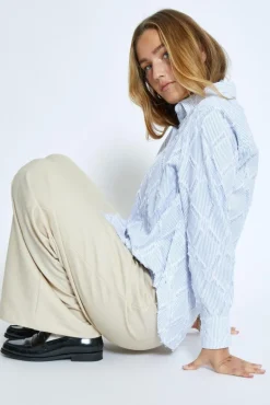 Astra Oversize Shirt - Ice Blue Stripe