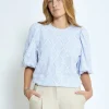 Astra Short Sleeve Blouse - Ice Blue Stripe