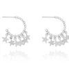 Aura Multi Star Hoop Earrings - Silver