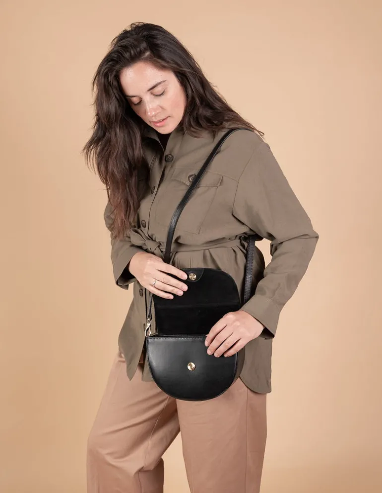 Ava Classic Leather Bag - Black