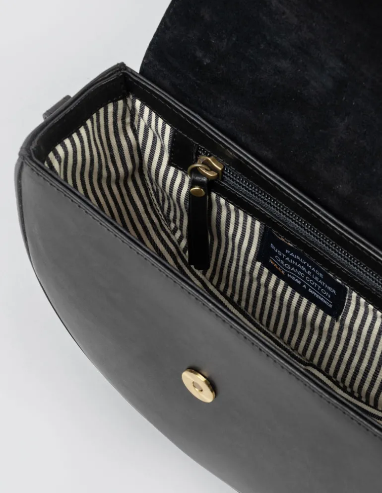 Ava Classic Leather Bag - Black