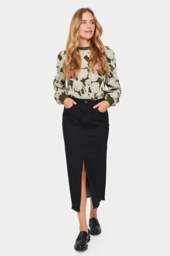 Azsa Denim Skirt - Black Denim