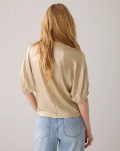 Batwing Metallic Top - Soft Camel
