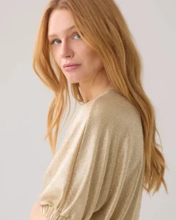 Batwing Metallic Top - Soft Camel