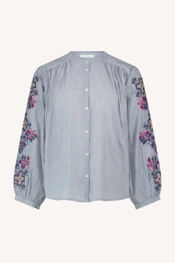 Becky Pinstripe Blouse - Indi Grey