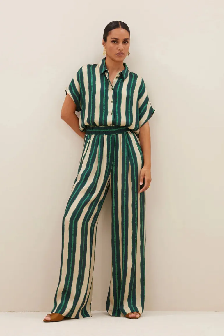 Benji Tie Dye Pants - Green Tie Dye Stripe