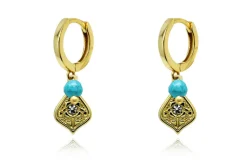 Betty Hoop Gemstone Earring - Turquoise/Gold