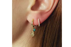 Betty Hoop Gemstone Earring - Turquoise/Gold