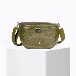 Big Leather Banana Bag - Bubble Olive