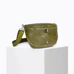 Big Leather Banana Bag - Bubble Olive