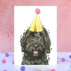 Black Cockapoo Pompom Card