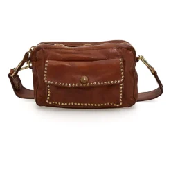 Bowling Bag with Studs - Cognac