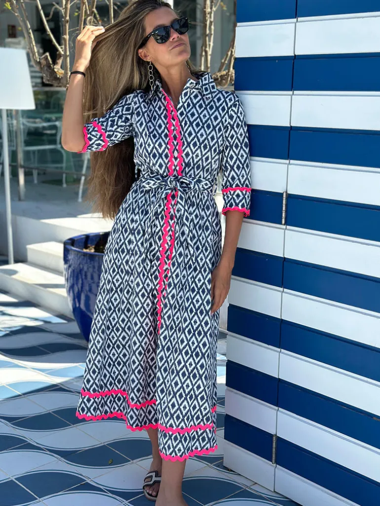 Brenda Dress - Ikat Marino