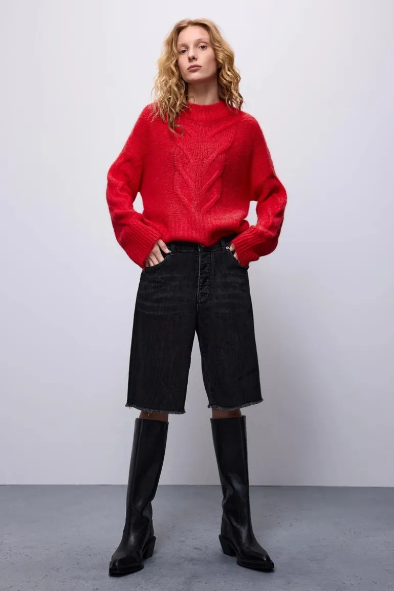 Cable Sweater - True Red