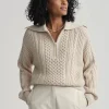 Camello Relaxed Cable Half Zip - Parchment