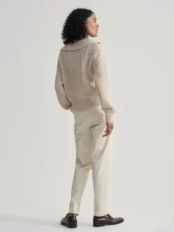 Camello Relaxed Cable Half Zip - Parchment