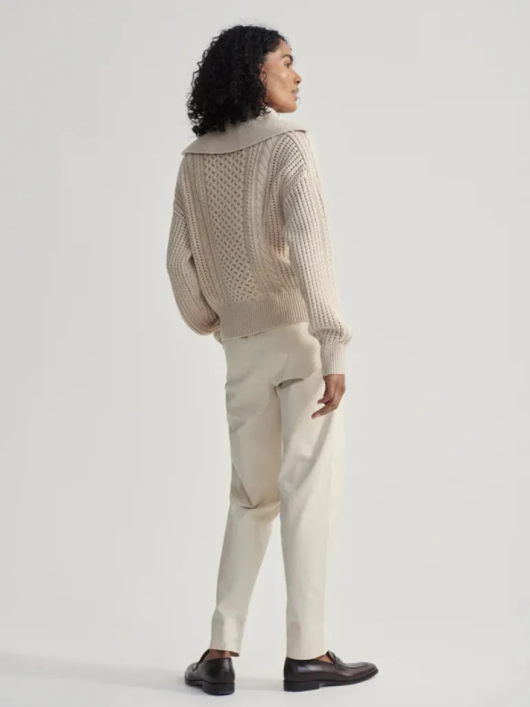 Camello Relaxed Cable Half Zip - Parchment