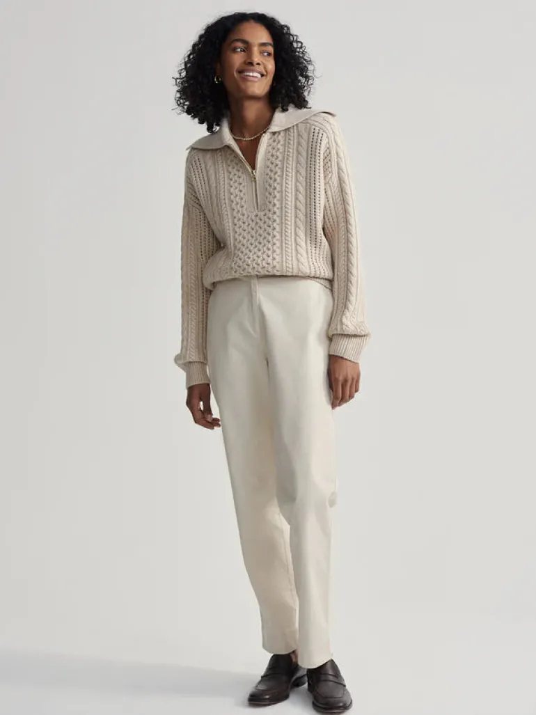Camello Relaxed Cable Half Zip - Parchment