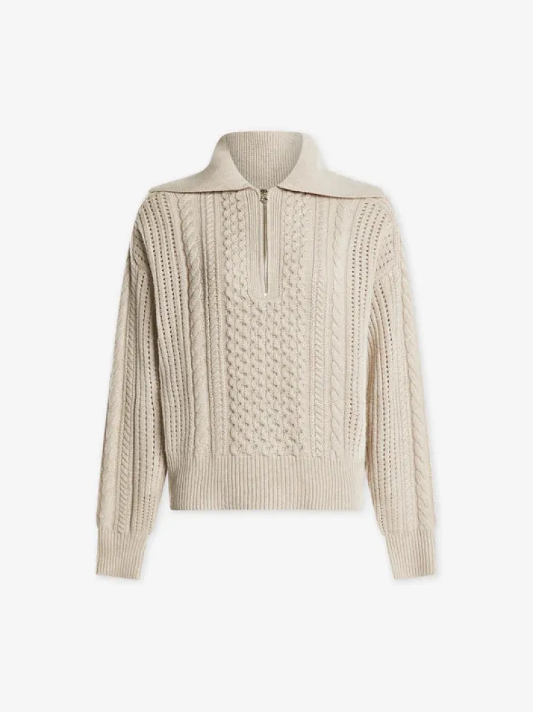 Camello Relaxed Cable Half Zip - Parchment
