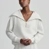 Catherine Half Zip Sweat - Ivory Marl