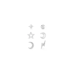 Celestial 6 Pk Ear Party - Silver