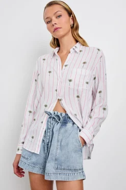 Charli Shirt - Pink Palm Stripe