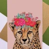 Cheetah Floral Card