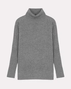 Clara Roll Neck Knit - Dk Heather Grey