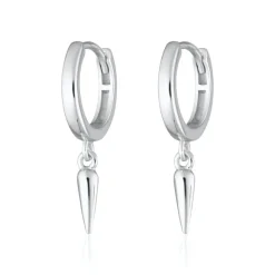 Claw Charm Hoop Earrings - Silver