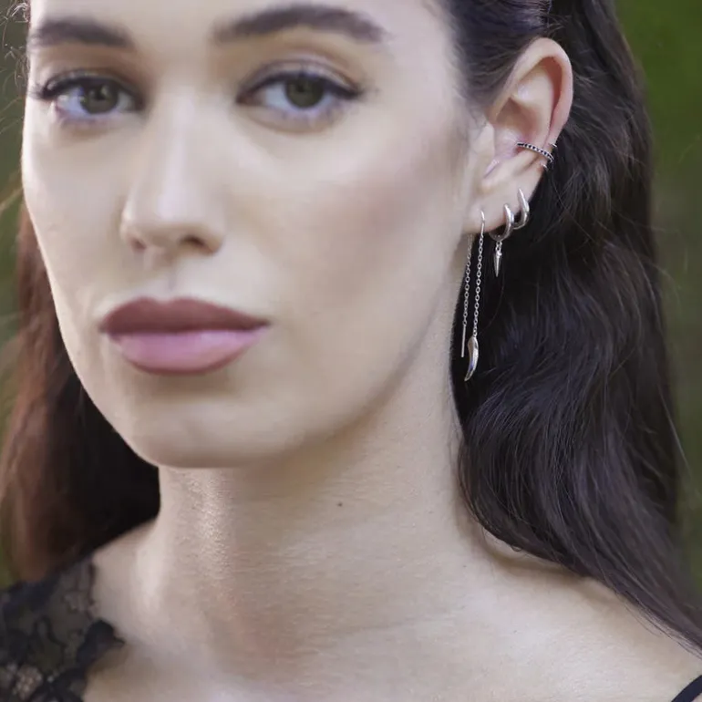 Claw Threader Earrings - Silver