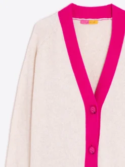 Corto Cardigan - Ecru/Fuschia