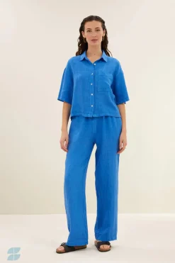 Cris Linen Blouse - Queens Blue