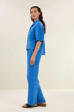 Cris Linen Blouse - Queens Blue