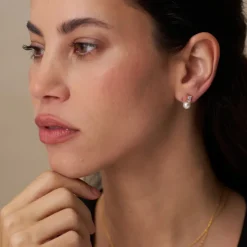 Crystal Baguette & Pearl Stud Earring