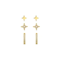 Crystal Star & Pave Hoop Earring