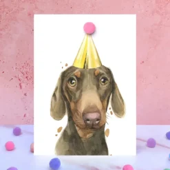 Dachshund Pompom Card
