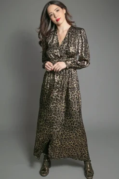 Devina Lame Dress - Leopard