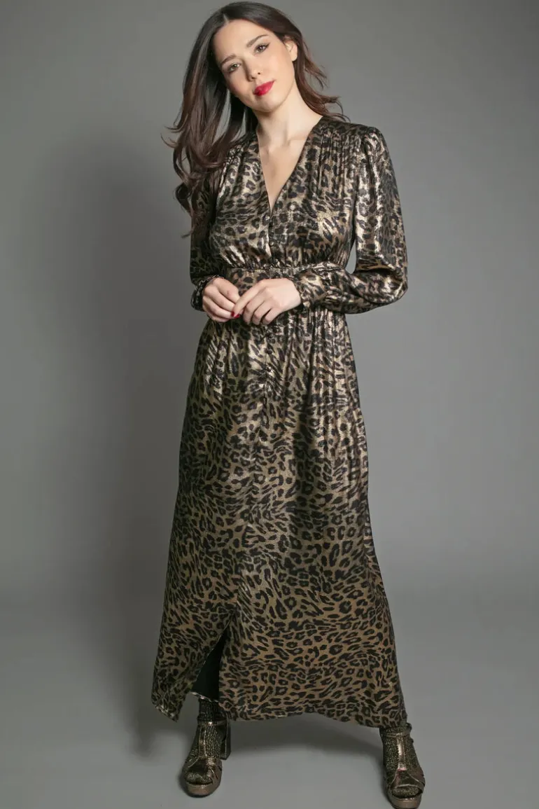 Devina Lame Dress - Leopard