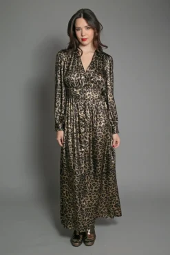 Devina Lame Dress - Leopard