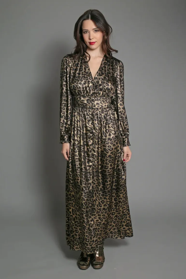 Devina Lame Dress - Leopard