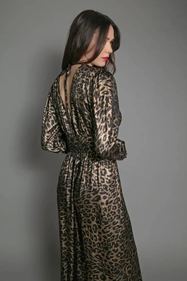 Devina Lame Dress - Leopard