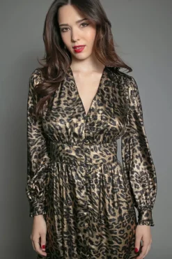 Devina Lame Dress - Leopard