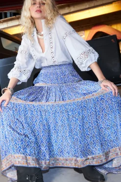 Diamond Maxi Skirt - Blue