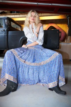 Diamond Maxi Skirt - Blue
